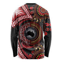 Tonga and Australia Together Long Sleeve Shirt Ngatu Art Tribal Aboriginal Tattoo Pattern LT03 - Polynesian Pride