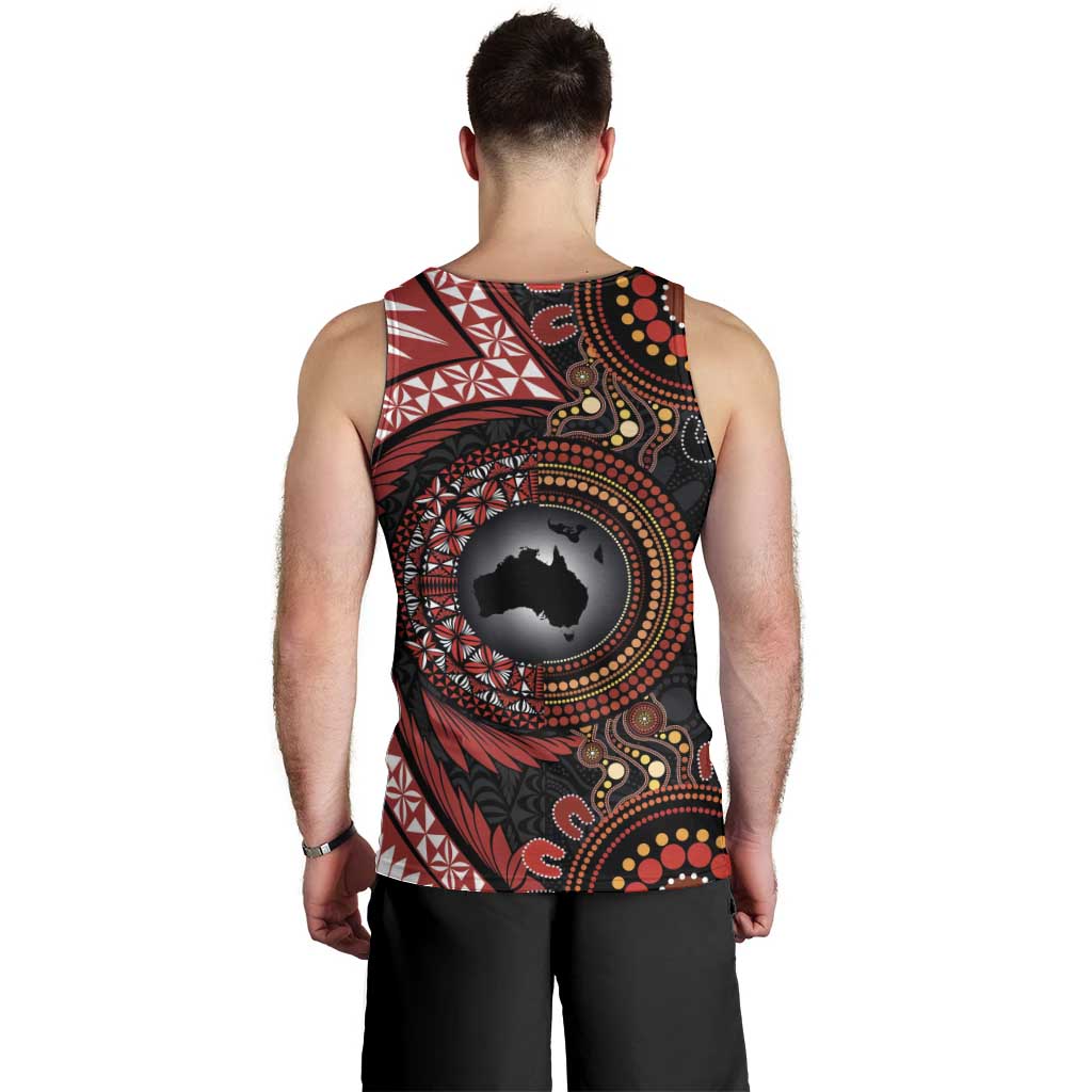 Tonga and Australia Together Men Tank Top Ngatu Art Tribal Aboriginal Tattoo Pattern LT03 - Polynesian Pride