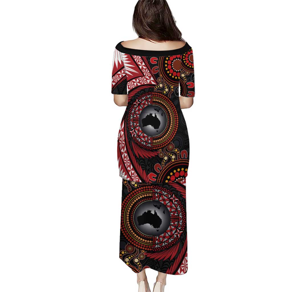 Tonga and Australia Together Puletasi Ngatu Art Tribal Aboriginal Tattoo Pattern LT03 - Polynesian Pride