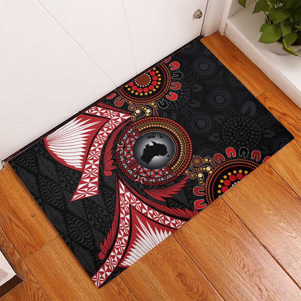 Tonga and Australia Together Rubber Doormat Ngatu Art Tribal Aboriginal Tattoo Pattern LT03 - Polynesian Pride