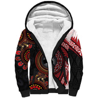 Tonga and Australia Together Sherpa Hoodie Ngatu Art Tribal Aboriginal Tattoo Pattern LT03 Unisex Black - Polynesian Pride