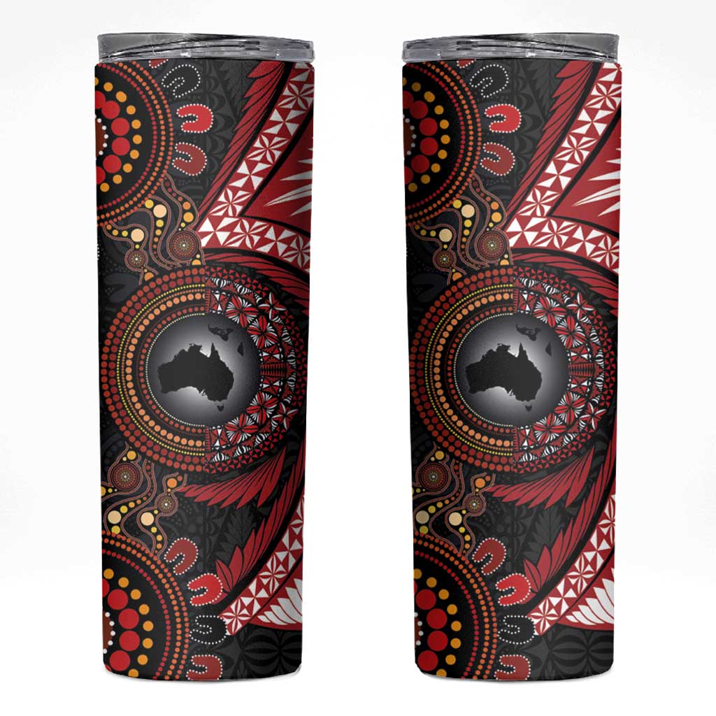 Tonga and Australia Together Skinny Tumbler Ngatu Art Tribal-Aboriginal Tattoo Pattern