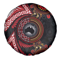 Tonga and Australia Together Spare Tire Cover Ngatu Art Tribal Aboriginal Tattoo Pattern