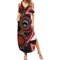 Tonga and Australia Together Summer Maxi Dress Ngatu Art Tribal Aboriginal Tattoo Pattern LT03 Women Black - Polynesian Pride