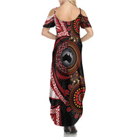 Tonga and Australia Together Summer Maxi Dress Ngatu Art Tribal Aboriginal Tattoo Pattern LT03 - Polynesian Pride