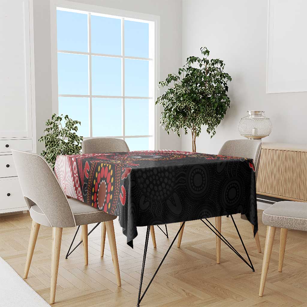 Tonga and Australia Together Tablecloth Ngatu Art Tribal Aboriginal Tattoo Pattern LT03 - Polynesian Pride