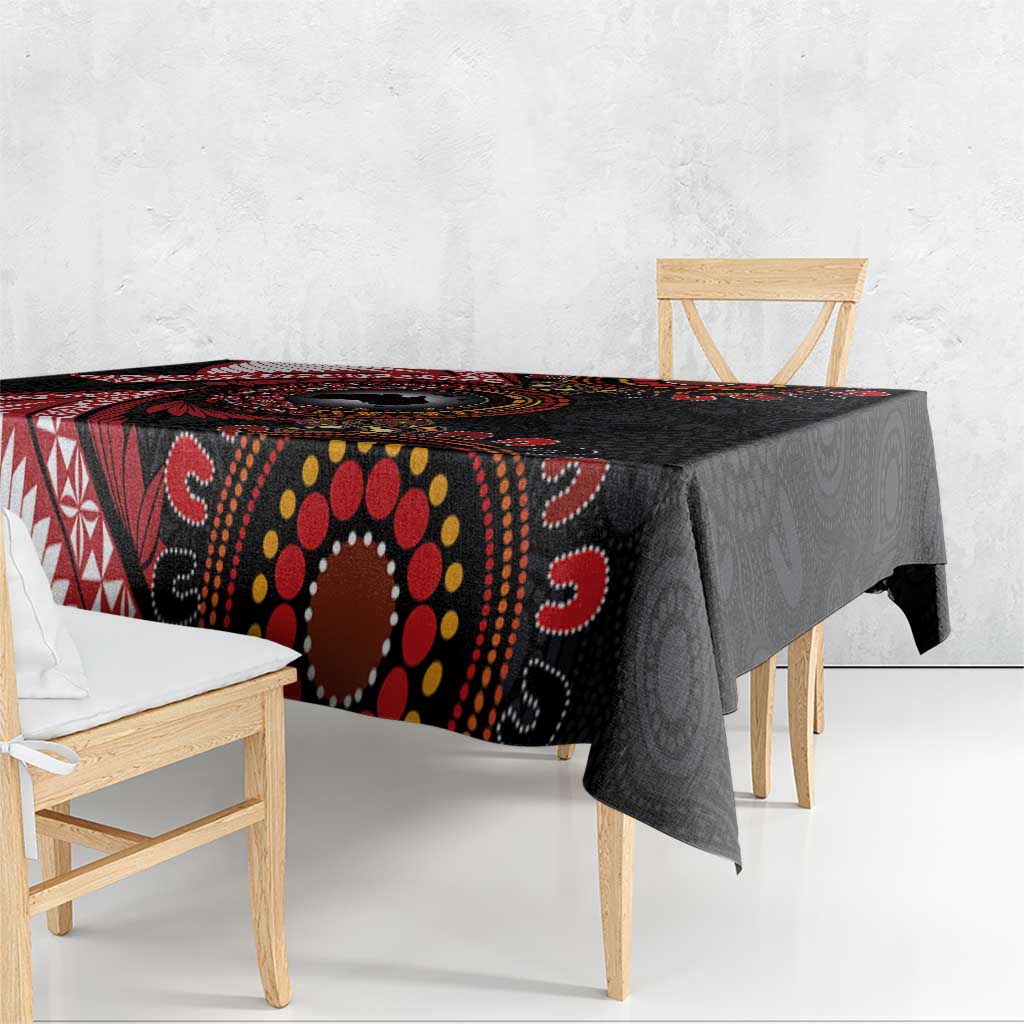 Tonga and Australia Together Tablecloth Ngatu Art Tribal Aboriginal Tattoo Pattern LT03 - Polynesian Pride