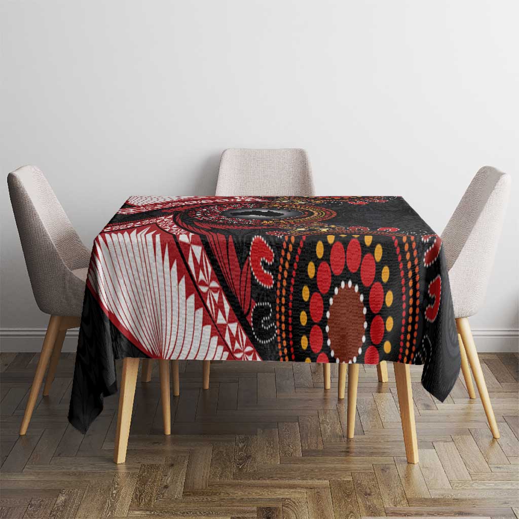 Tonga and Australia Together Tablecloth Ngatu Art Tribal Aboriginal Tattoo Pattern LT03 - Polynesian Pride