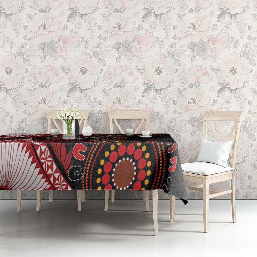 Tonga and Australia Together Tablecloth Ngatu Art Tribal Aboriginal Tattoo Pattern LT03 - Polynesian Pride