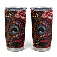Tonga and Australia Together Tumbler Cup Ngatu Art Tribal-Aboriginal Tattoo Pattern LT03 Black - Polynesian Pride