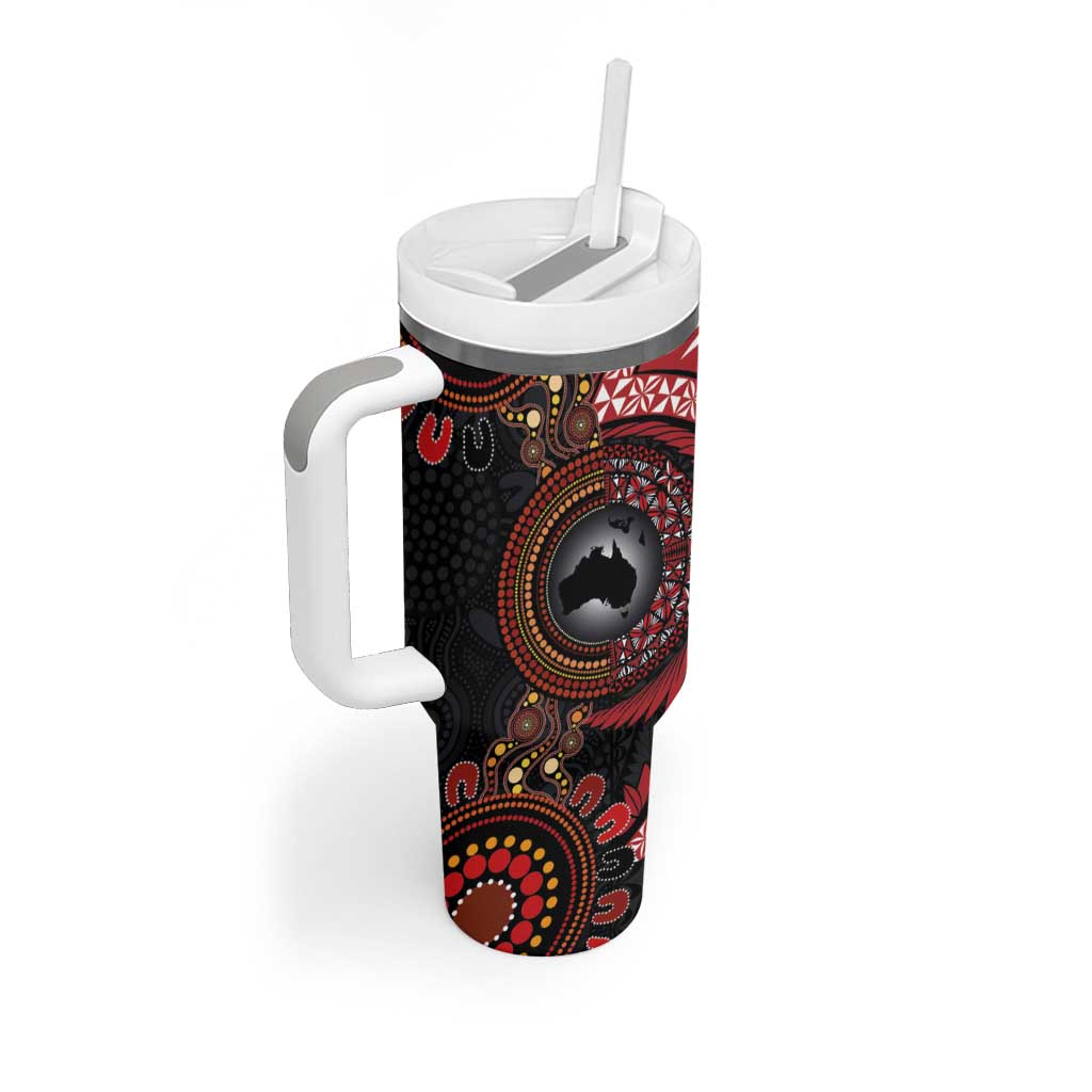 Tonga and Australia Together Tumbler With Handle Ngatu Art Tribal-Aboriginal Tattoo Pattern LT03 - Polynesian Pride