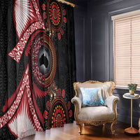 Tonga and Australia Together Window Curtain Ngatu Art Tribal Aboriginal Tattoo Pattern LT03 - Polynesian Pride