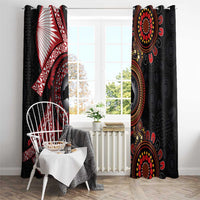 Tonga and Australia Together Window Curtain Ngatu Art Tribal Aboriginal Tattoo Pattern LT03 - Polynesian Pride