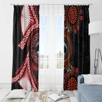 Tonga and Australia Together Window Curtain Ngatu Art Tribal Aboriginal Tattoo Pattern LT03 - Polynesian Pride