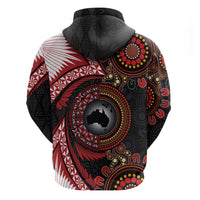Tonga and Australia Together Zip Hoodie Ngatu Art Tribal Aboriginal Tattoo Pattern