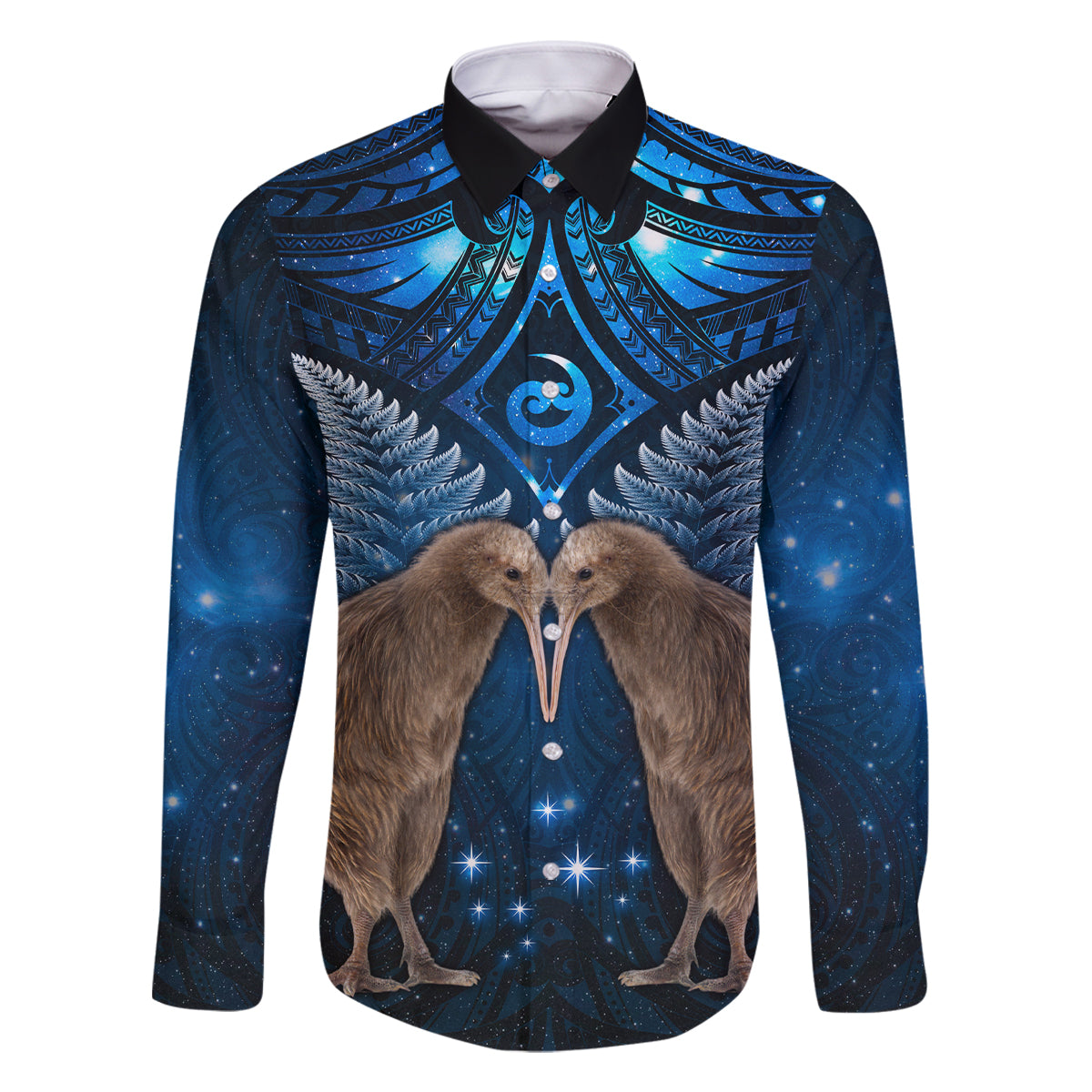 New Zealand Maori Matariki Family Matching Long Sleeve Bodycon Dress and Hawaiian Shirt Hongi Kiwi Bird and Silver Fern LT03