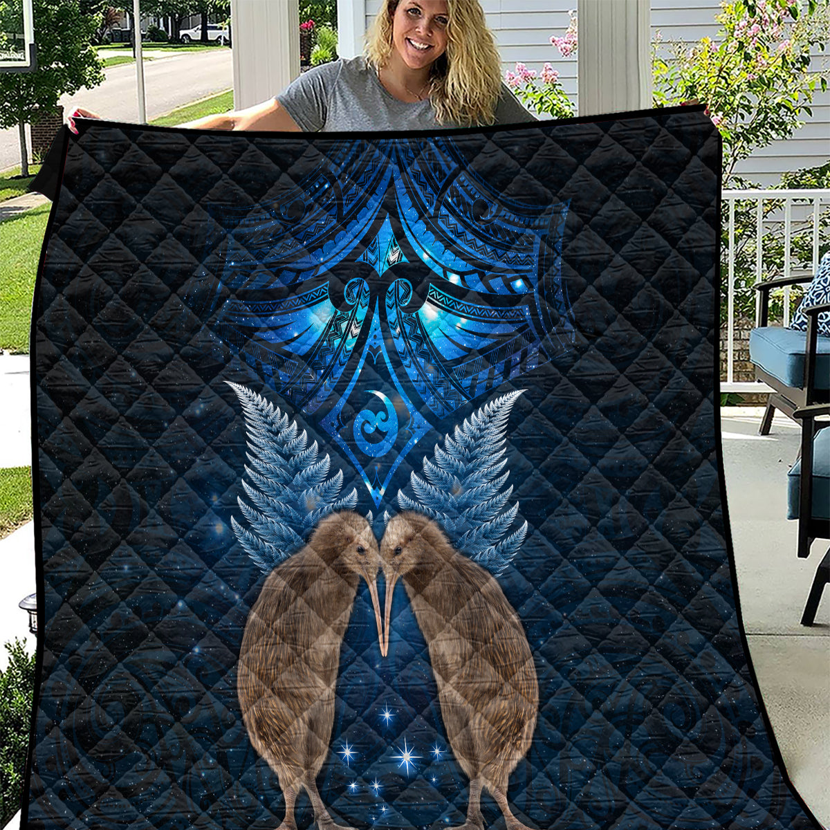 New Zealand Maori Matariki Quilt Hongi Kiwi Bird and Silver Fern LT03