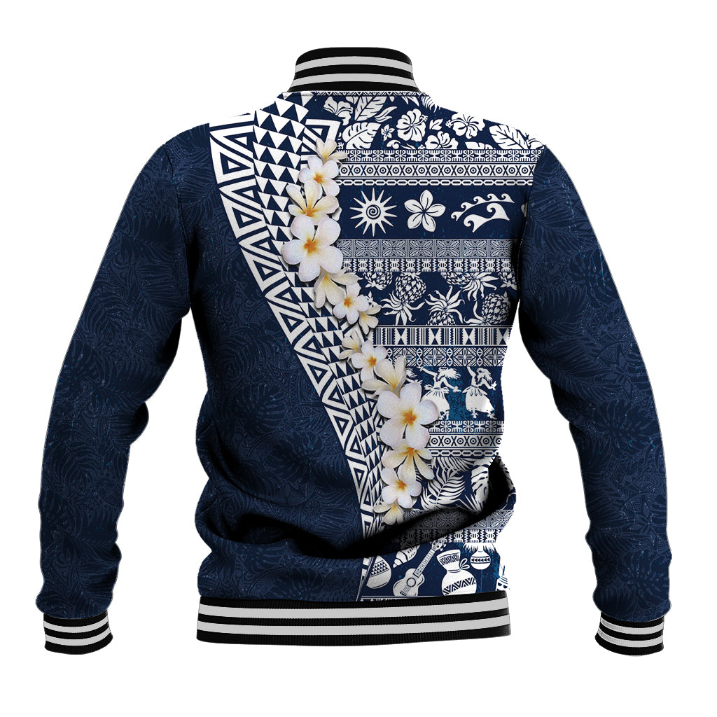 Hawaii Plumeria Tribal Vintage Baseball Jacket Special Blue LT03 - Polynesian Pride