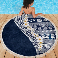 Hawaii Plumeria Tribal Vintage Beach Blanket Special Blue LT03 - Polynesian Pride