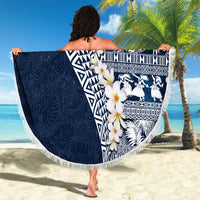 Hawaii Plumeria Tribal Vintage Beach Blanket Special Blue LT03 - Polynesian Pride