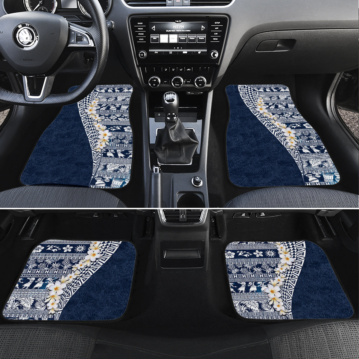 Hawaii Plumeria Tribal Vintage Car Mats Special Blue