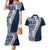 Hawaii Plumeria Tribal Vintage Couples Matching Mermaid Dress and Hawaiian Shirt Special Blue