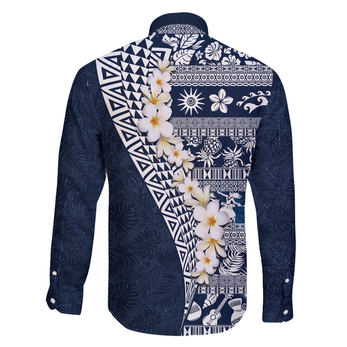 Hawaii Plumeria Tribal Vintage Family Matching Puletasi and Hawaiian Shirt Special Blue