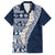 Hawaii Plumeria Tribal Vintage Family Matching Short Sleeve Bodycon Dress and Hawaiian Shirt Special Blue