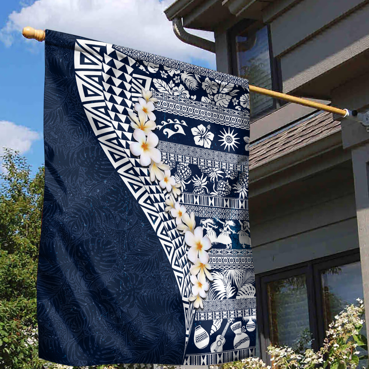 Hawaii Plumeria Tribal Vintage Garden Flag Special Blue LT03 - Polynesian Pride