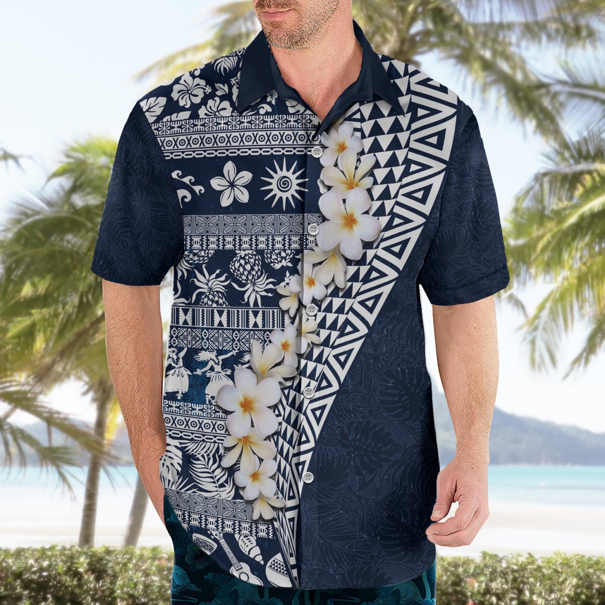 Hawaii Plumeria Tribal Vintage Hawaiian Shirt Special Blue LT03 - Polynesian Pride