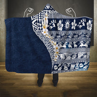 Hawaii Plumeria Tribal Vintage Hooded Blanket Special Blue LT03 One Size Blue - Polynesian Pride