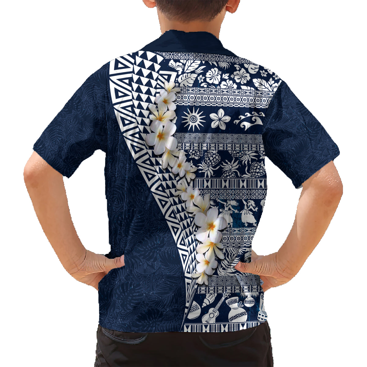 Hawaii Plumeria Tribal Vintage Kid Hawaiian Shirt Special Blue