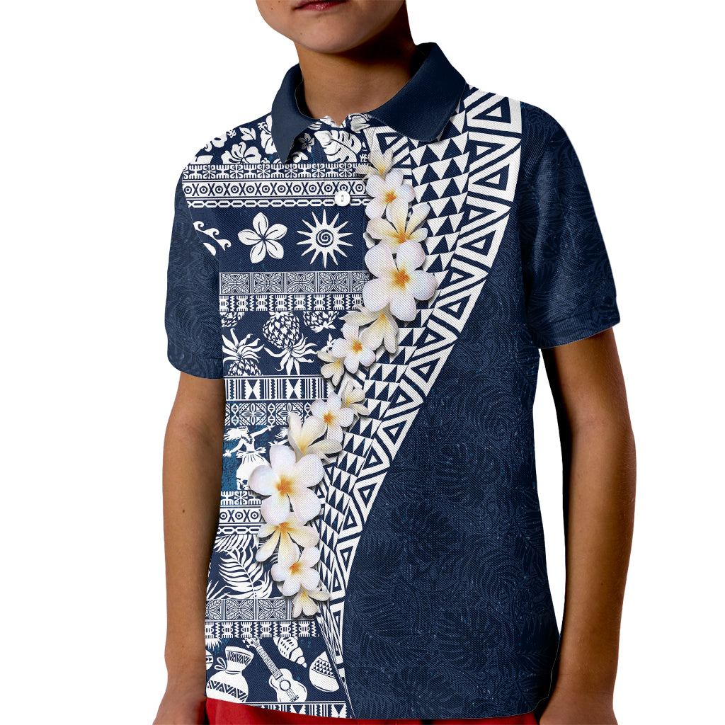 Hawaii Plumeria Tribal Vintage Kid Polo Shirt Special Blue