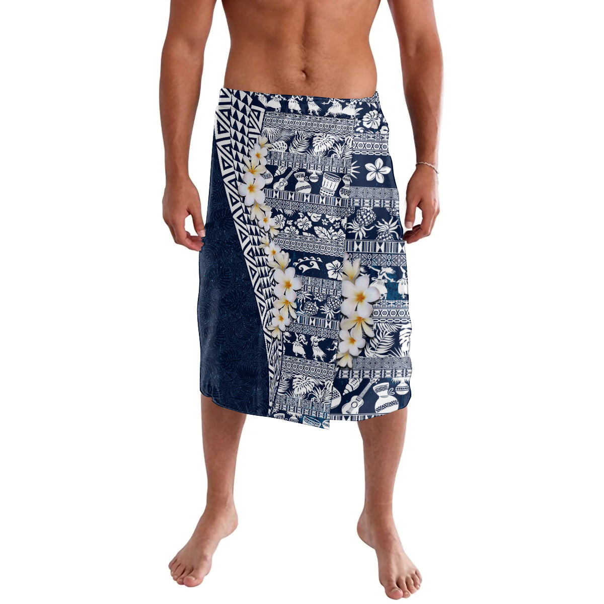 Hawaii Plumeria Tribal Vintage Lavalava Special Blue LT03 Blue - Polynesian Pride