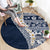 Hawaii Plumeria Tribal Vintage Round Carpet Special Blue