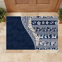 Hawaii Plumeria Tribal Vintage Rubber Doormat Special Blue LT03 - Polynesian Pride