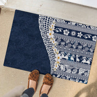 Hawaii Plumeria Tribal Vintage Rubber Doormat Special Blue LT03 - Polynesian Pride