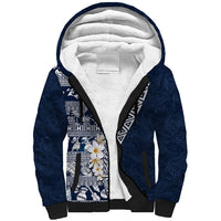 Hawaii Plumeria Tribal Vintage Sherpa Hoodie Special Blue LT03 Unisex Blue - Polynesian Pride