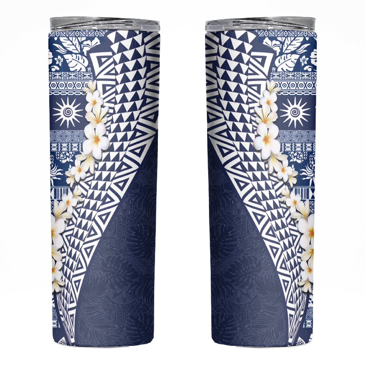 Hawaii Plumeria Tribal Vintage Skinny Tumbler Special Blue