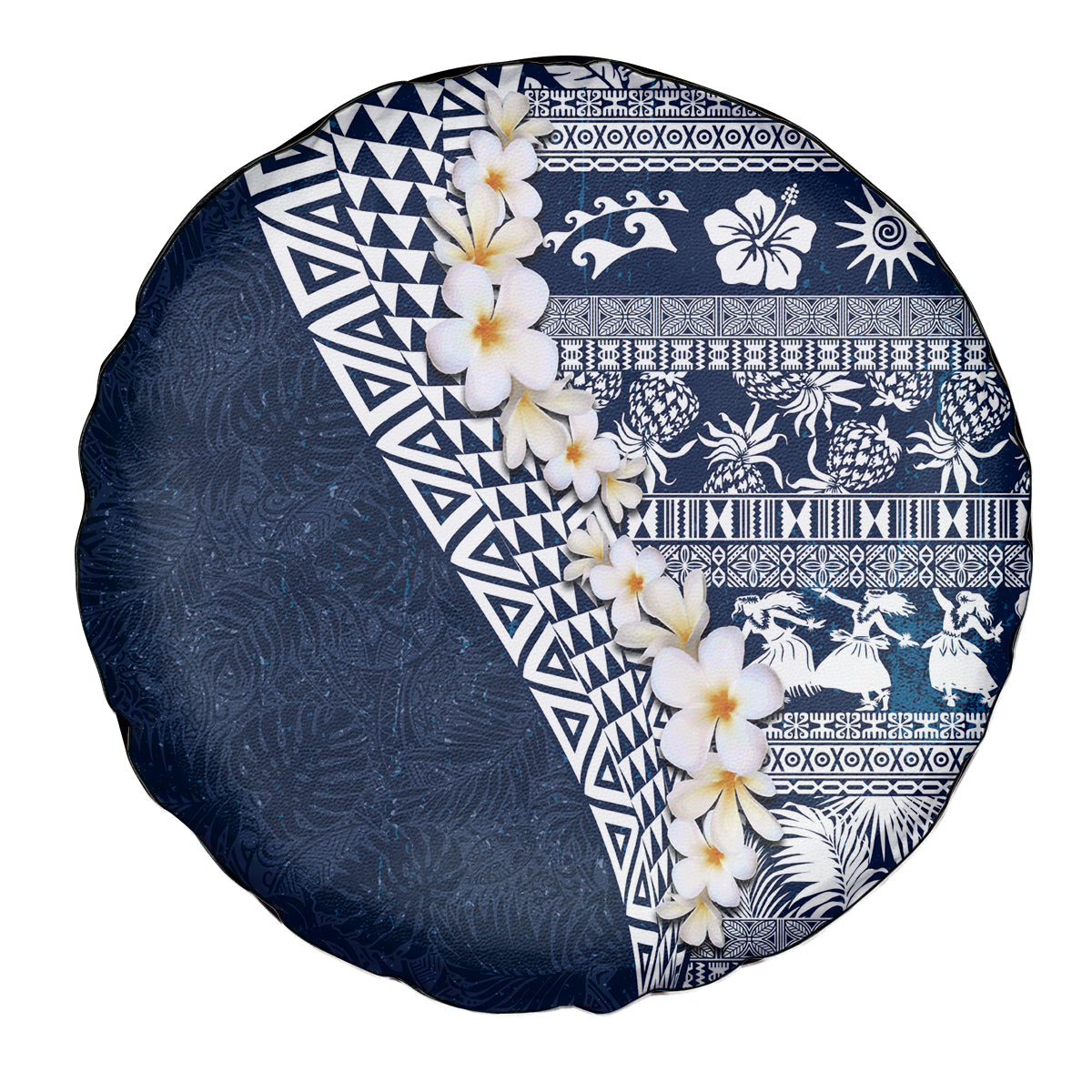 Hawaii Plumeria Tribal Vintage Spare Tire Cover Special Blue LT03 - Polynesian Pride