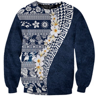 Hawaii Plumeria Tribal Vintage Sweatshirt Special Blue LT03 Unisex Blue - Polynesian Pride