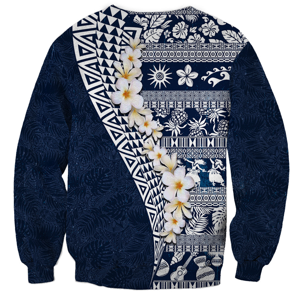 Hawaii Plumeria Tribal Vintage Sweatshirt Special Blue LT03 - Polynesian Pride