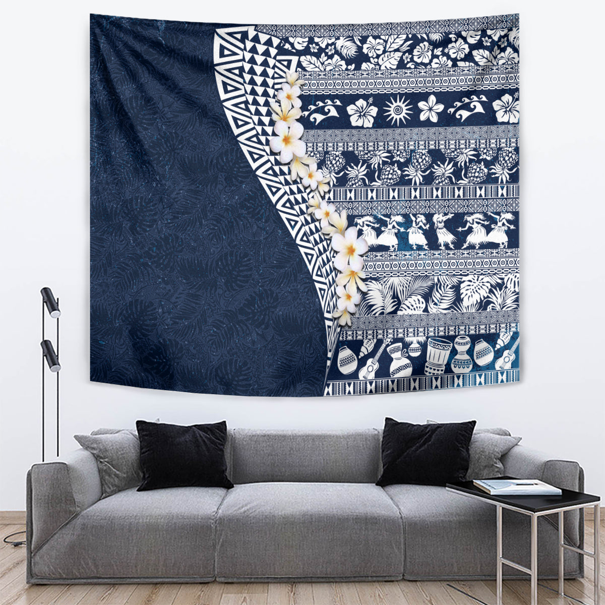 Hawaii Plumeria Tribal Vintage Tapestry Special Blue LT03 Blue - Polynesian Pride
