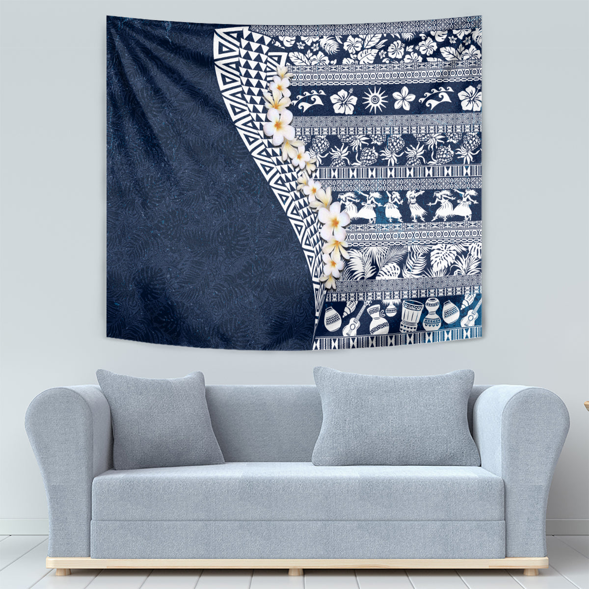 Hawaii Plumeria Tribal Vintage Tapestry Special Blue LT03 - Polynesian Pride