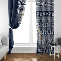 Hawaii Plumeria Tribal Vintage Window Curtain Special Blue LT03 - Polynesian Pride
