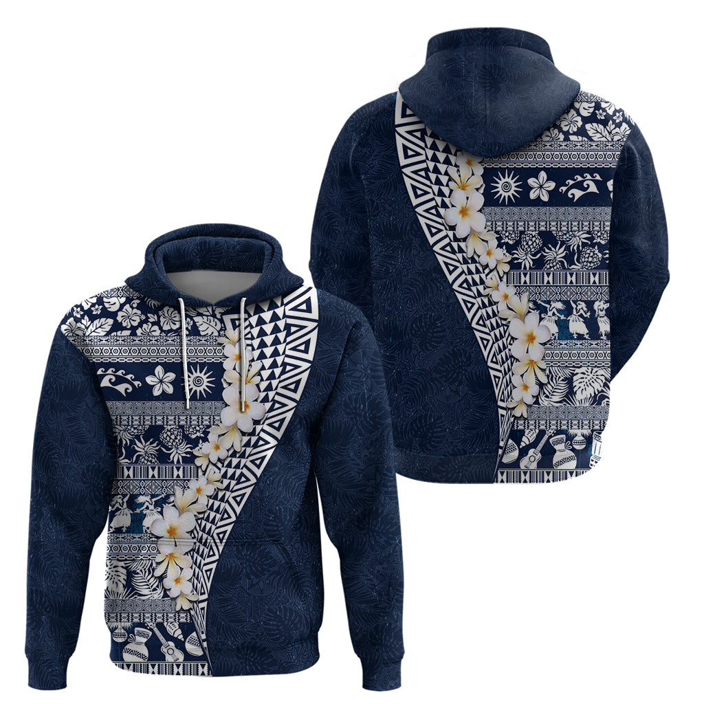 Hawaii Plumeria Tribal Vintage Zip Hoodie Special Blue
