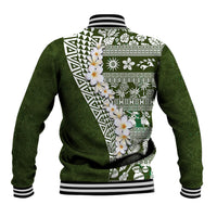 Hawaii Plumeria Tribal Vintage Baseball Jacket Special Green LT03 - Polynesian Pride
