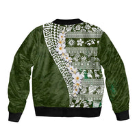 Hawaii Plumeria Tribal Vintage Bomber Jacket Special Green LT03 - Polynesian Pride