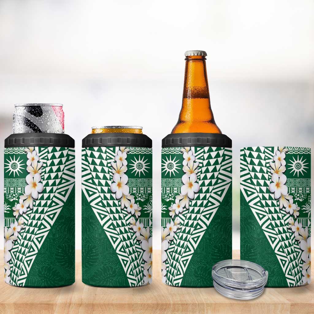 Hawaii Plumeria Tribal Vintage 4 in 1 Can Cooler Tumbler Special Green