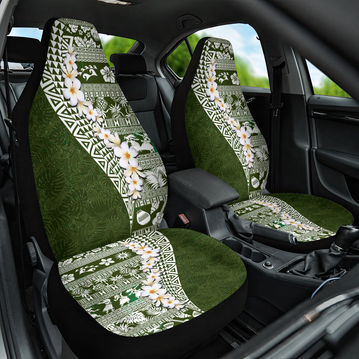 Hawaii Plumeria Tribal Vintage Car Seat Cover Special Green